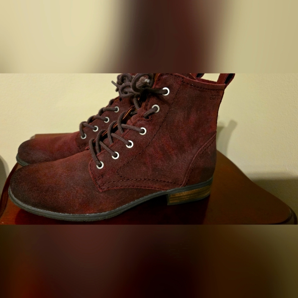 EARTH Rich Wine Color "Janel" Lace Up Zip Boots New 38 7.5 Womens - Picture 5 of 8